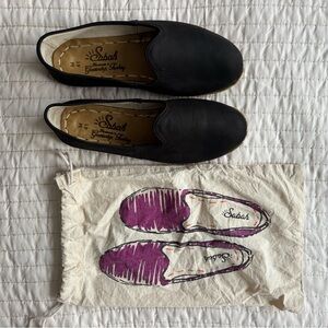 Sabah Black Leather Slip-Ons